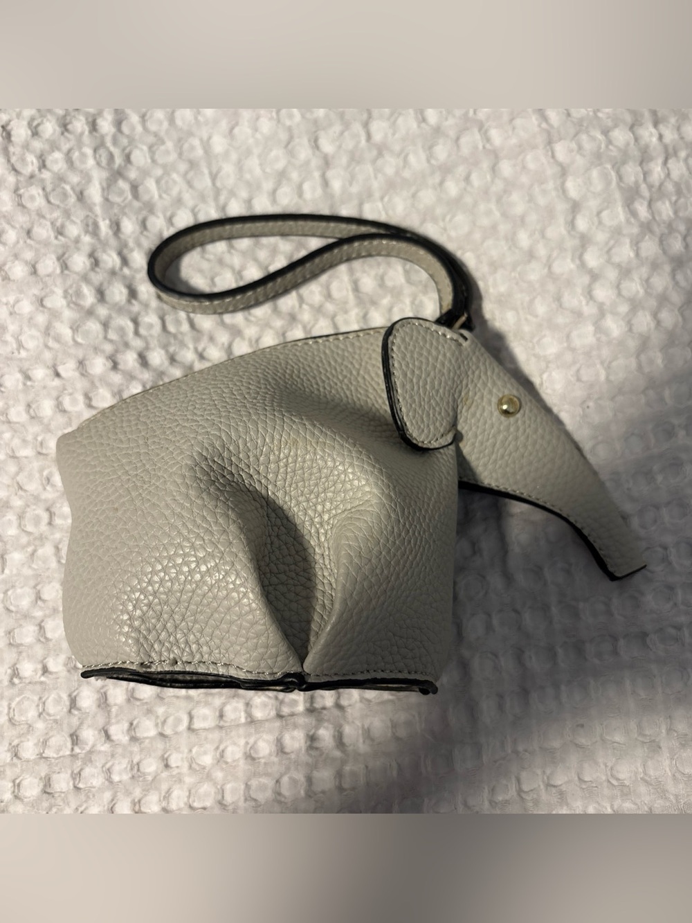 Gray Elephant Whistle Purse Faux Leather